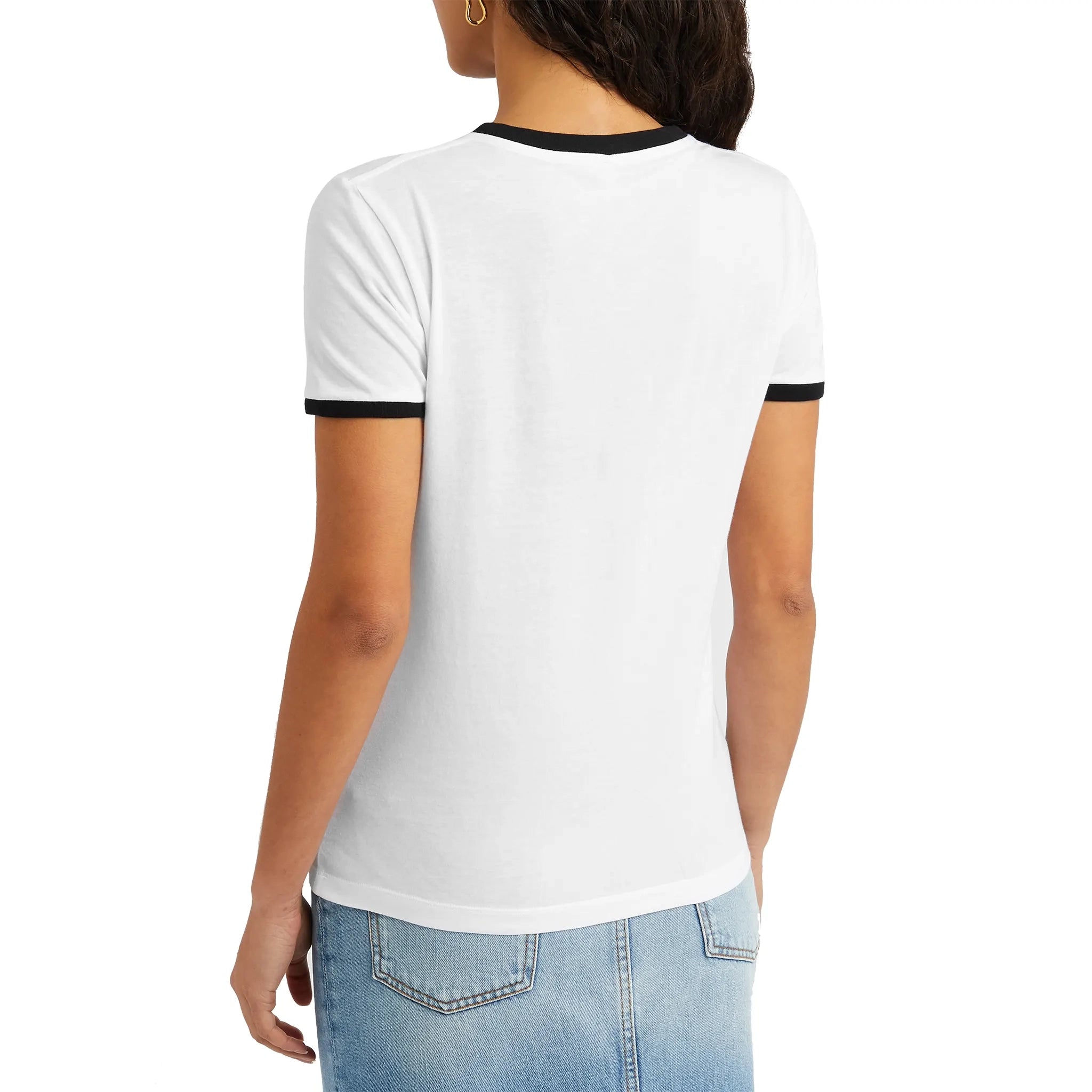 Model back view of Loewe Anagram Embroidered White Black T Shirt S359Y22X28-2101